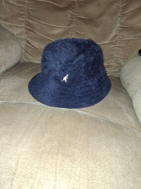 Kangol Faux-Fur Bucket Hat in Navy